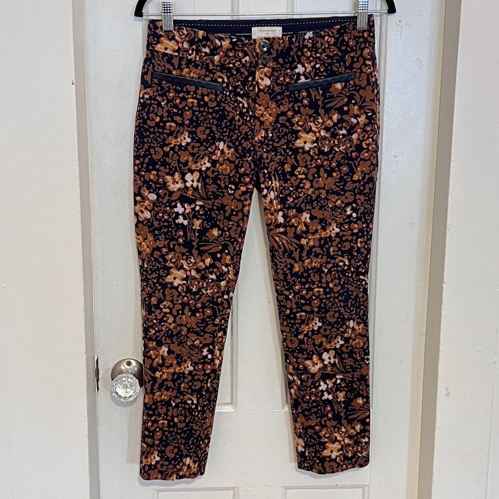 Anthropologie essential slim pant, women’s 4P, multicolor floral print
